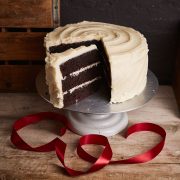 Chocolate cake triple layer with peppermint frosting