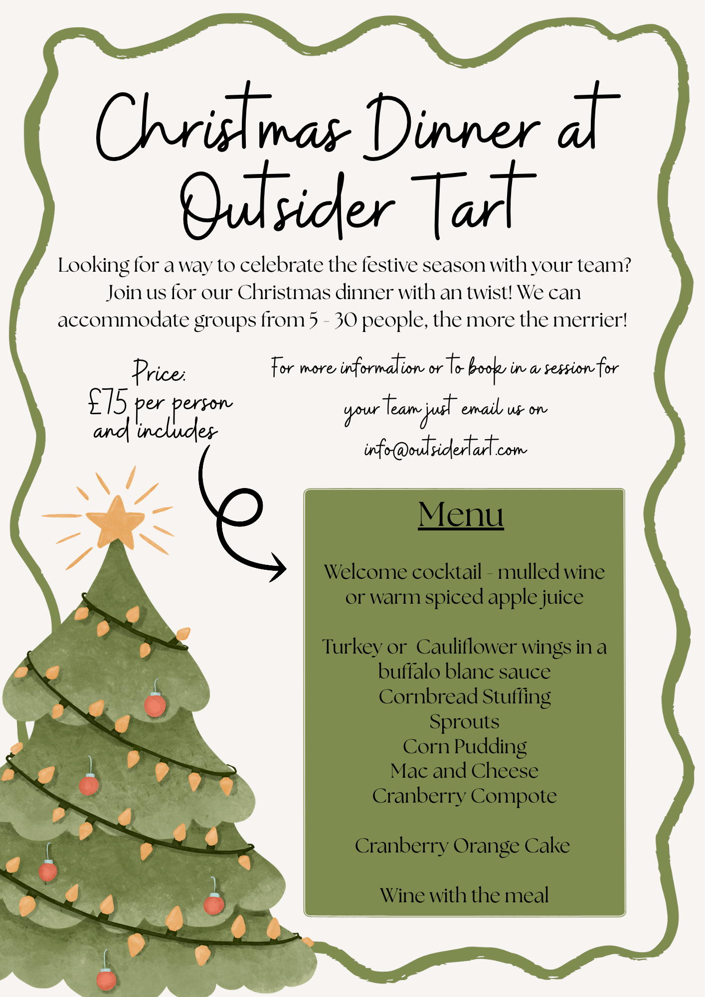 Chritmas dinner at outsider tart 2026